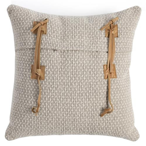 Lucas Mid Century Modern Leather Straps Beige Decorative Throw Pillow | Kathy Kuo Home