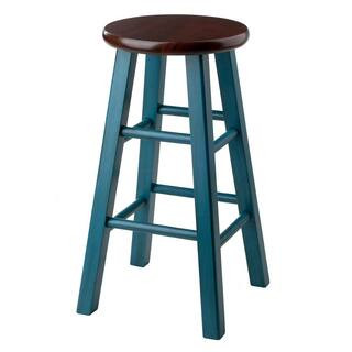 Ivy 24 in. Rustic Teal and Walnut Counter Stool | The Home Depot
