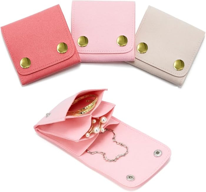 Small Jewelry Bags 3 Pcs Microfiber Jewerly Rolls Small Bags for Jewelry Gift Bags Jewelry Organi... | Amazon (US)