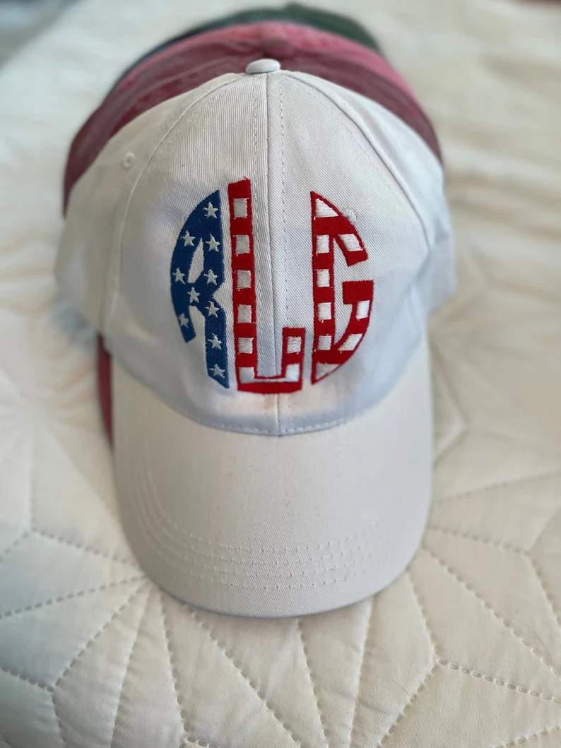Women’s American Flag Monogram Hat 4th of July Embroidered Patriotic Baseball Cap - Etsy | Etsy (US)