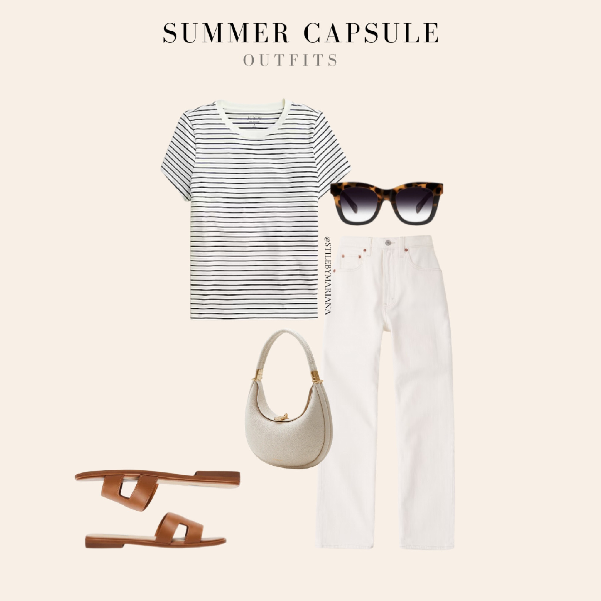 Summer capsule outfit with striped tee, white jeans and sandals 

#LTKStyleTip #LTKFindsUnder100 #LTKSummerSales