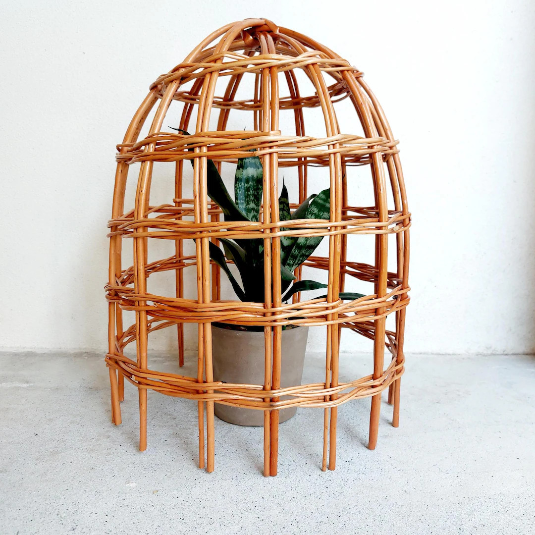 Garden Cloche For Plants / Wicker Garden Cloches / Wicker Cloches / Plant Protector / Woven Baske... | Etsy (US)