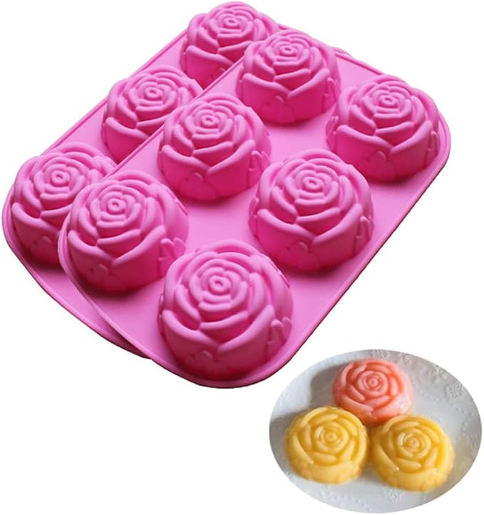 Silicone Mold for Handmade Soap Cake Jelly Pudding Chocolate 6 Cavity Rose Flower Design, Set of ... | Amazon (US)