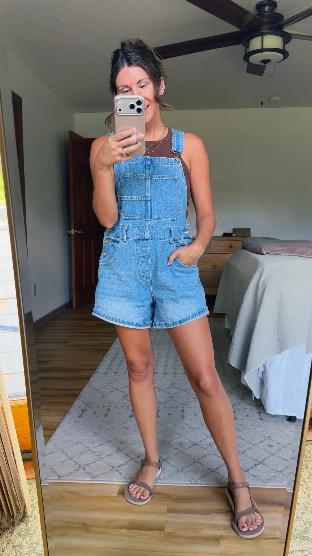 Easy mom outfit! Denim overall shorts outfit 🤎

small in my tank (built in bra!) and xs in my denim overalls (
use INFG-26MARISSAWEARSANOUTFIT10  
for 10% off your first order from Quince new customers only!) and size 6 in my teva sandals 🤎

#LTKSeasonal #LTKootd #LTKgrwm