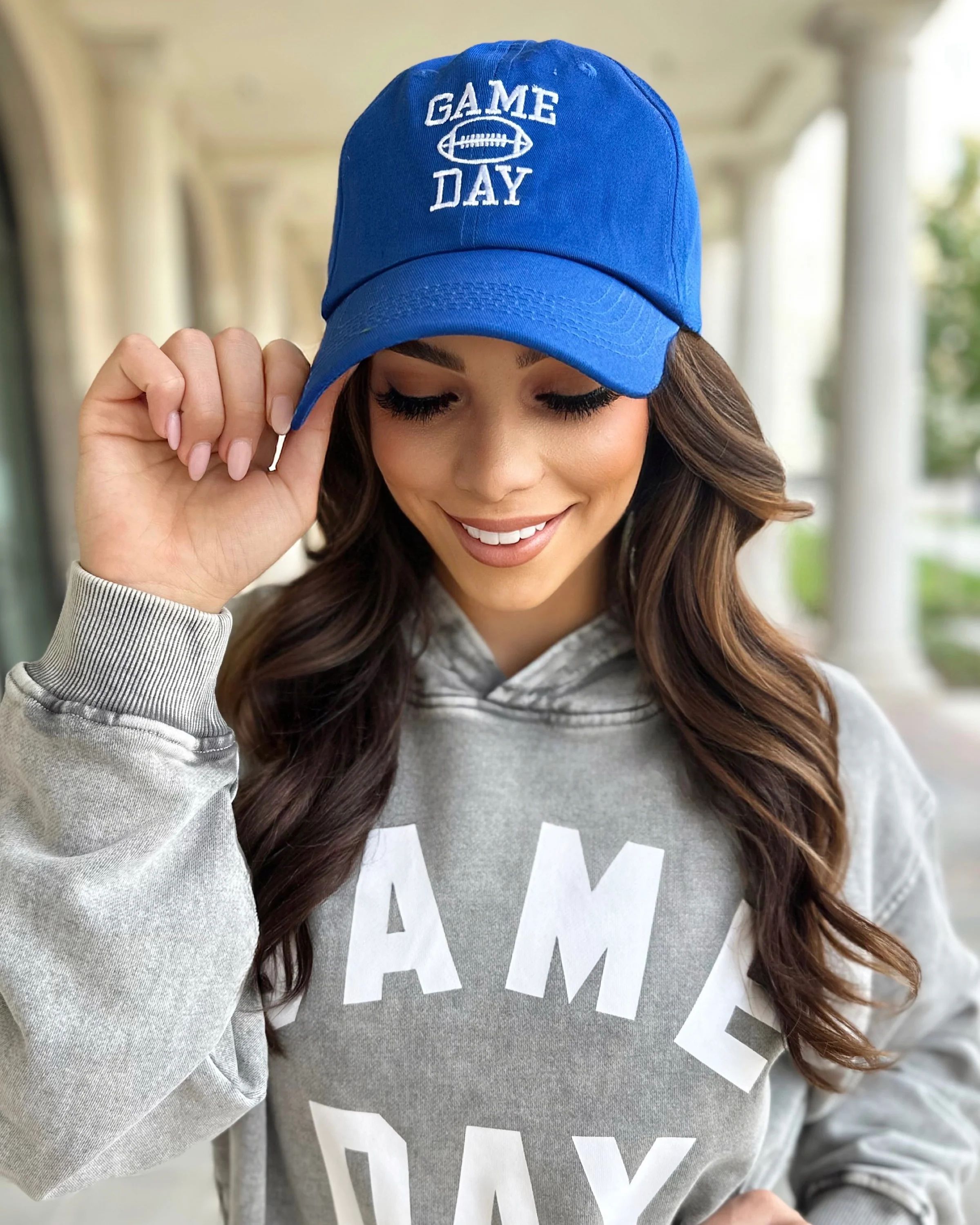 Blue Cotton Embroidered “GAME DAY” Football Cap | Live Love Gameday® Apparel | Live Love Gameday®