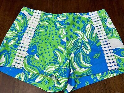 2 Lilly Pulitzer Liza Shorts Size 4 Cabana Pink Green & Roar Of The Jungle Blue  | eBay | eBay US