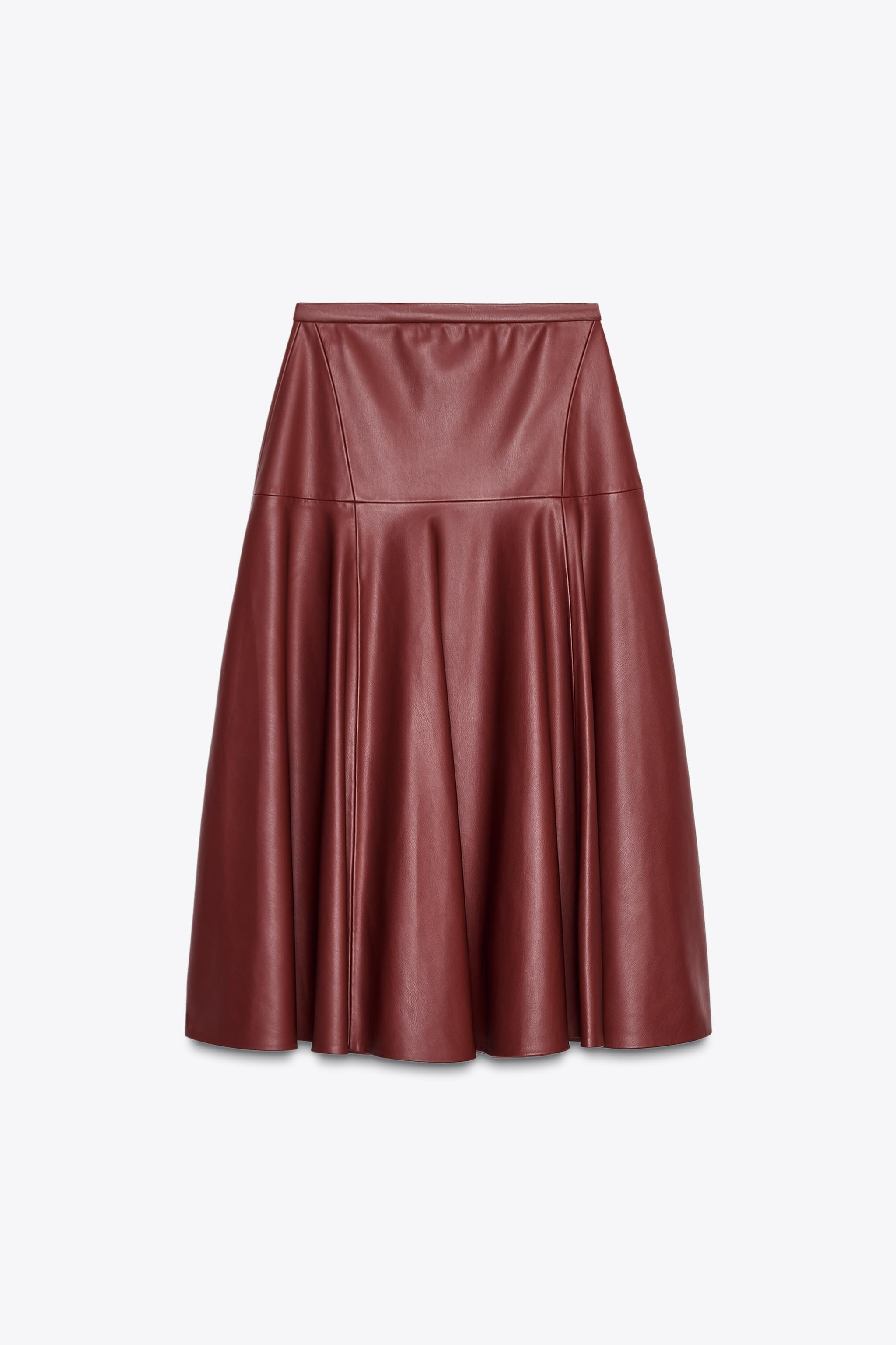 FAUX LEATHER MIDI SKIRT ZW COLLECTION | Zara US
