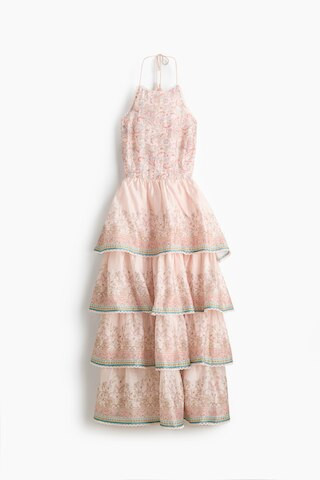 H & M - Linen-Blend Tiered Halterneck Dress - Light Pink/Paisley | H&M (US + CA)