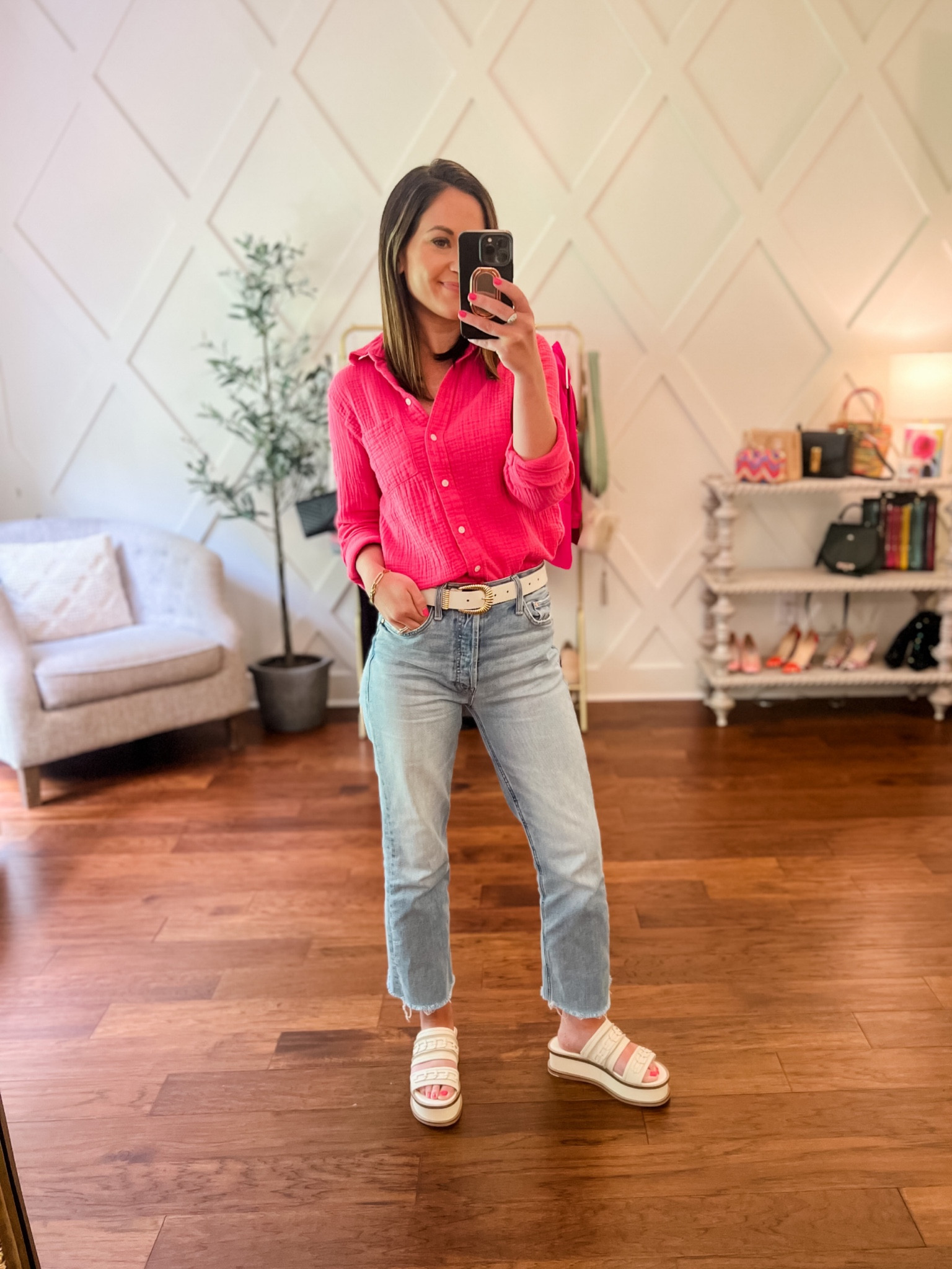 Ootd - gauze button down - mother denim - platform sandals 

#LTKFind #LTKunder100 #LTKworkwear