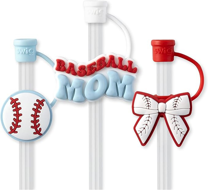 Swig Straw Toppers Set, 3 Reusable Straws with 3 Silicone Straw Covers, Cover Cap with Customizab... | Amazon (US)