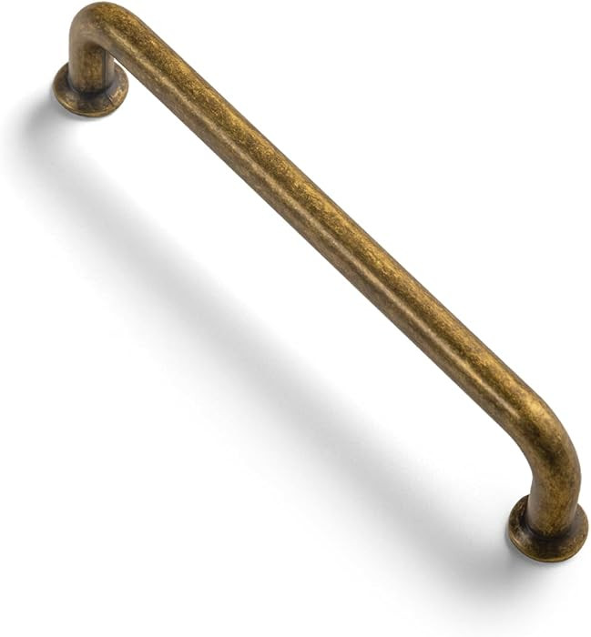 Set of 12 -Sleek 5" Center to Center Antique Brass Cabinet Handles - Retro and Minimalist Hardwar... | Amazon (US)