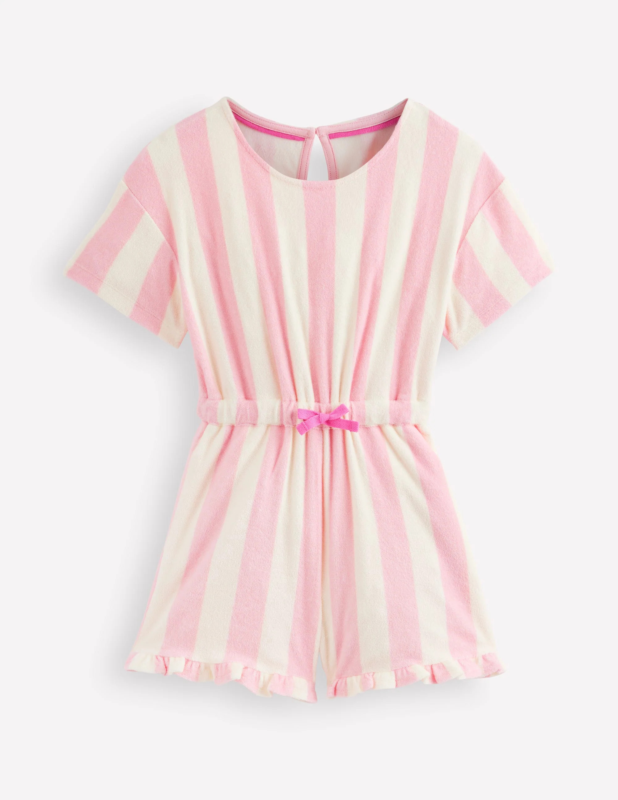 Relaxed Towelling Playsuit-Spring Blossom Pink Stripe | Boden (US)