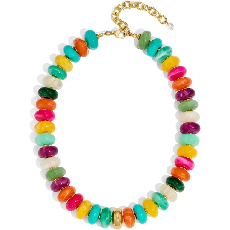 HolidayQbee Beaded Necklace for Women Chunky Beaded Turquoise Necklace Boho Oval Big Bead Stateme... | Walmart (US)