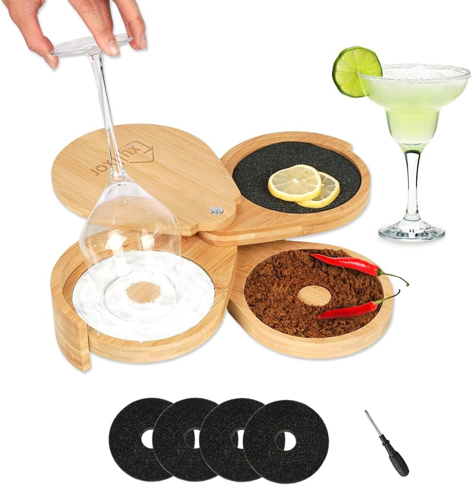 Margarita Salt Rimmer Set, 3-Tiers Salt Rimmer for Cocktails, Bamboo Glass Rimmers for Drinks wit... | Amazon (US)