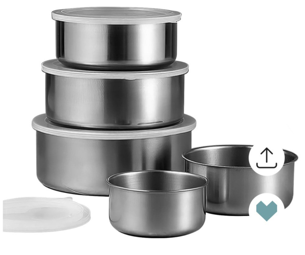 Conjunto de Potes Bowls em Aço Inox - 5 Peças c/Tampa Versátil para CozinhaModerna

#LTKhome #LTKbrasil #LTKsale