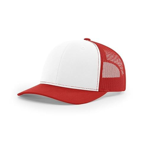 LITSSIN Snapback Trucker Hat for Unisex, Classic Adjustable Mesh Baseball Cap for Running, Hiking, Workout, Outdoor Sports White-red | Amazon (US)
