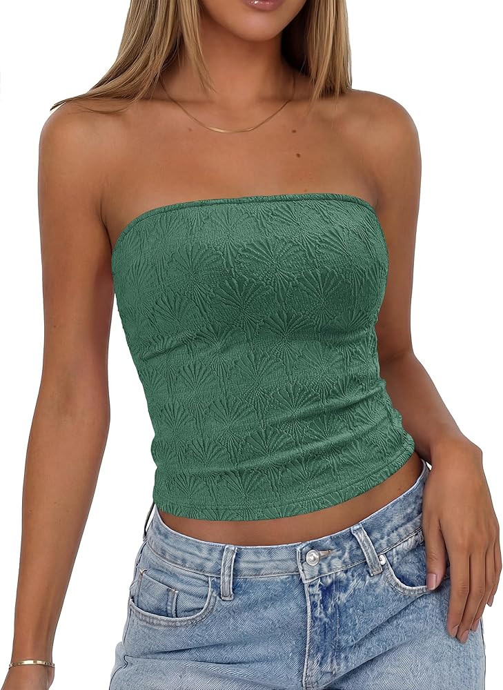 BTFBM Tube Tops for Women Floral Embroidery Summer Crop Top 2026 Strapless Going Out Y2K Beach Va... | Amazon (US)