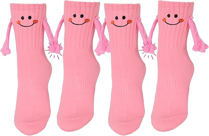 MIZMRSMAIS 2 Pairs Cute Kids Magnetic Hand Holding Socks Cotton Funny 3D Doll Child Hand in Hand ... | Amazon (US)