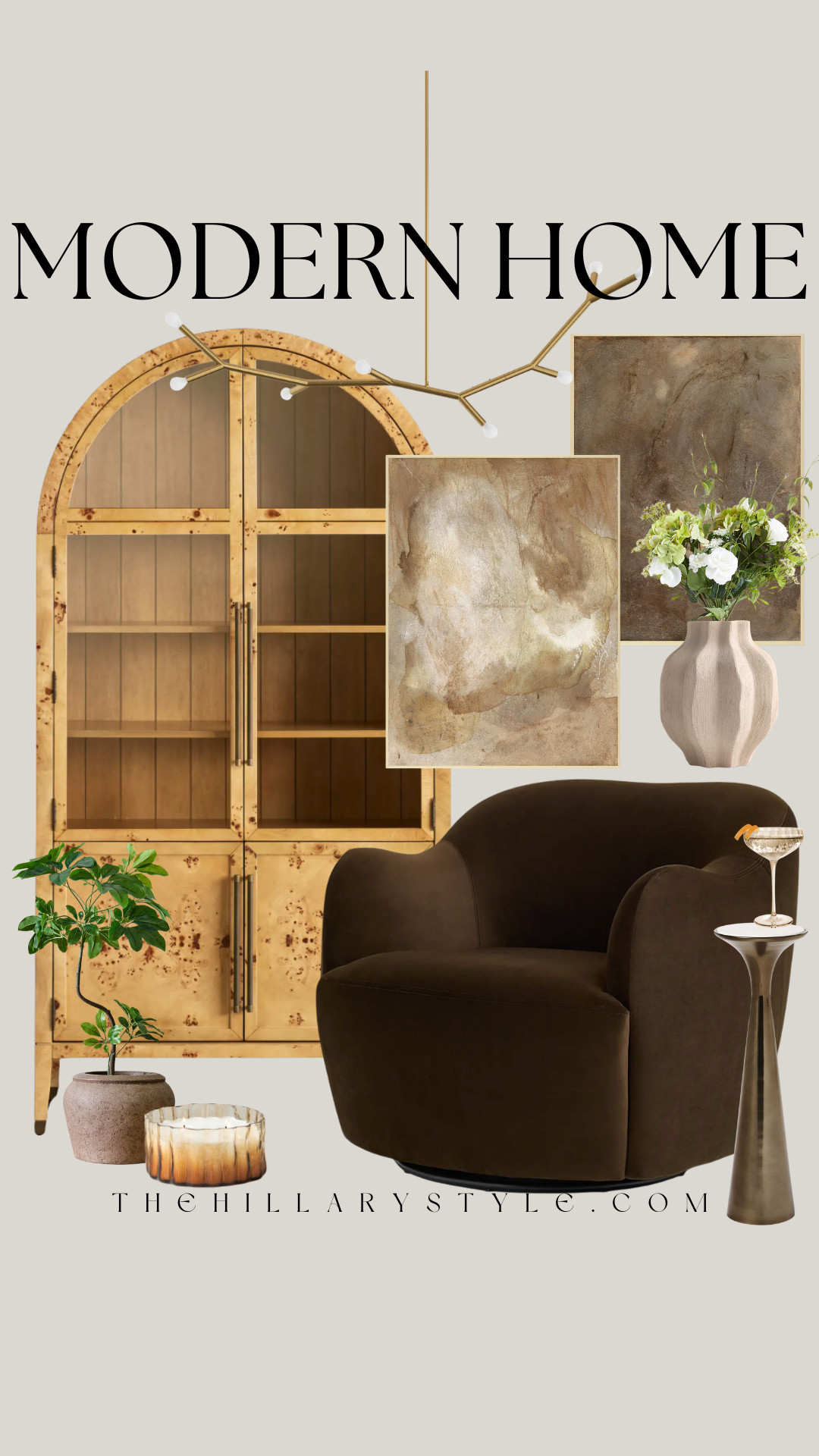 Modern Home: Warm Hues and Texture

Create a chic and inviting space this spring with this modern home mood board. This beautifully curated look features a striking burt-wood arched display cabinet paired with a luxurious deep brown velvet swivel chair. Accent the space with the unique texture of marble abstract art and the sleek lines of a modern branch-style chandelier for a warm, yet polished feel. Arhaus, West Elm, Joss & Main, Lulu & Georgia, CB2, Quince, Crate & Barrel 

 

#LTKdayinmylife #LTKSeasonal #LTKHome