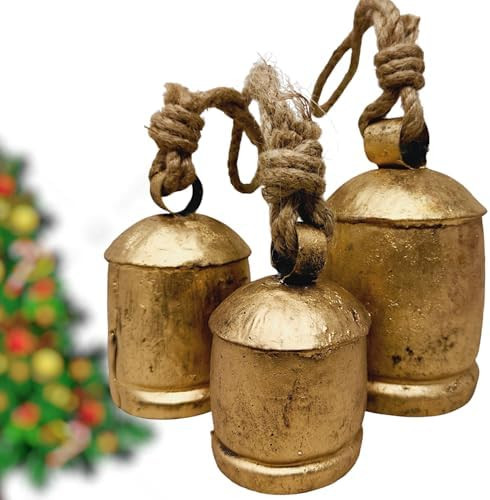 Christmas Bells Decor, Gold Hanging Bells for Christmas Decoration, Cow Bells Christmas Decor for... | Amazon (US)