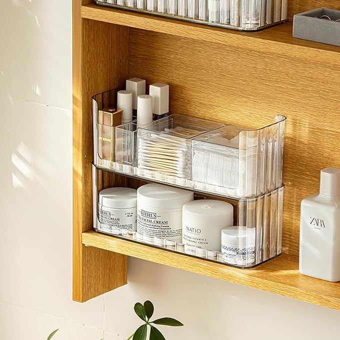 MORNITE 2-Tier Medicine Cabinet Shelves Organizer, Makeup Storage Holder Compartments, Shelf Tray... | Amazon (US)