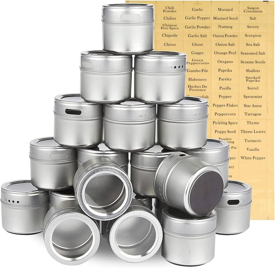 Juvale 20-Pack Magnetic Spice Jars - Space-Saving & Magnetic Spice Rack for Refrigerator - Prepri... | Amazon (US)