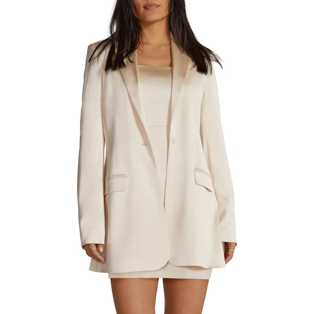 Favorite Daughter The Break Up Stretch Satin Blazer in Ivory at Nordstrom, Size Small | Nordstrom
