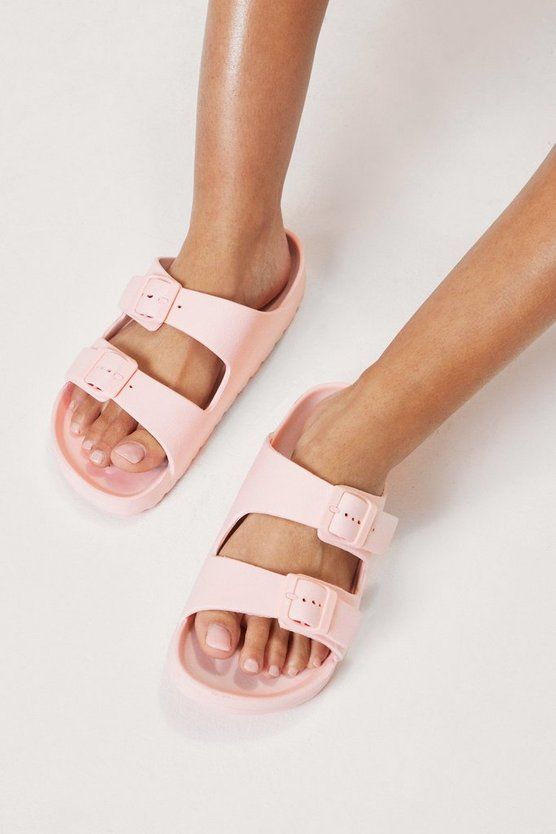 Textured Rubber Double Buckle Sandals | Nasty Gal (US)