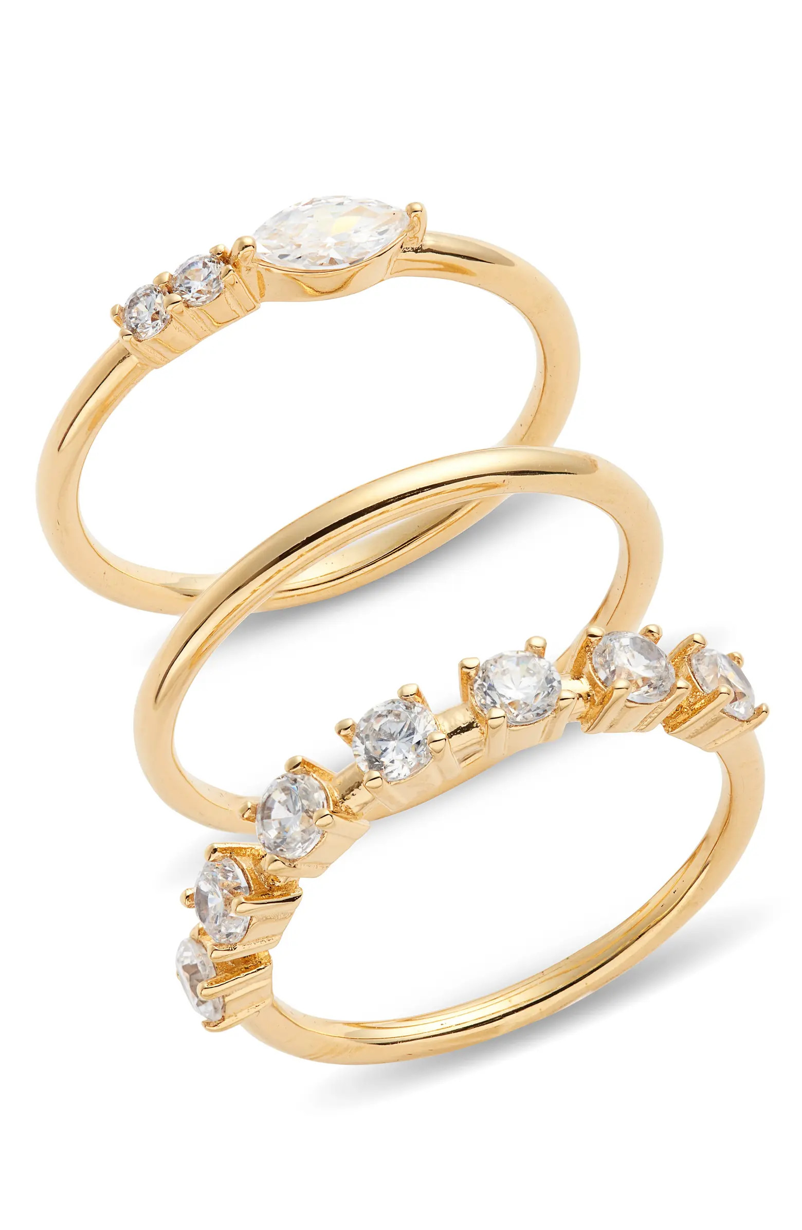 Nordstrom Demi Fine Set of 3 Cubic Zirconia Stackable Rings | Nordstrom | Nordstrom