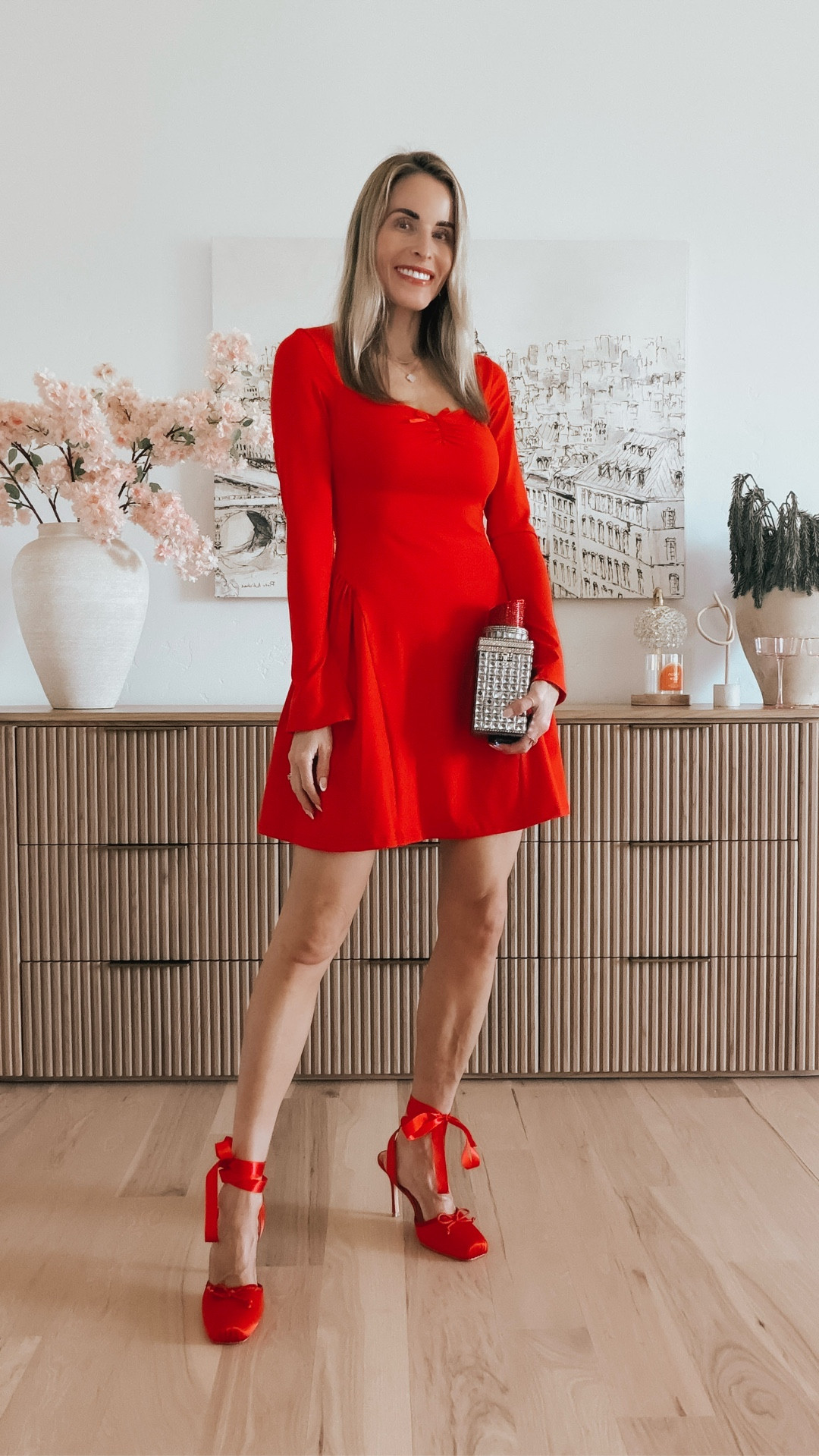 Turn heads in this stunning dress paired with rhinestone clutch and elegant ballet heels. Perfect for any special occasion!

#LTKValentine #LTKBeauty #LTKootd