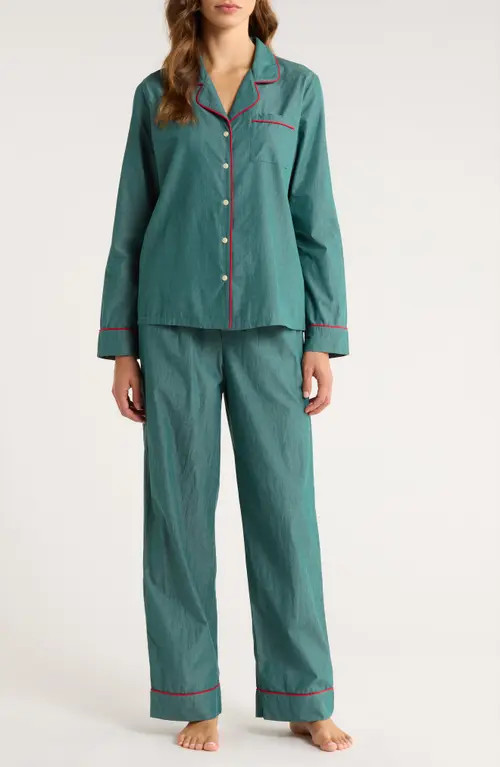 Nordstrom Classic Cotton Pajamas in Green Garnet Chambray at Nordstrom, Size X-Small | Nordstrom