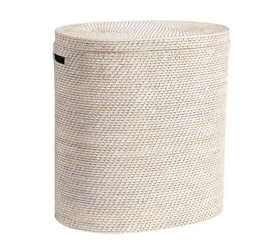 Tava Handwoven Rattan Divided Hamper | Pottery Barn (US)