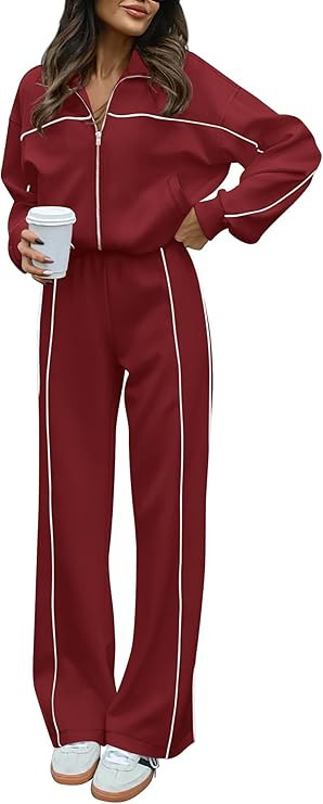 BTFBM Women's Two Piece Tracksuit Spring 2026 Long Sleeve Zip Up Sweatshirt Long Pants Outfits Jo... | Amazon (US)