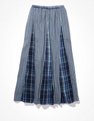 AE Mixed Plaid Midi Skirt | American Eagle Outfitters (US & CA)