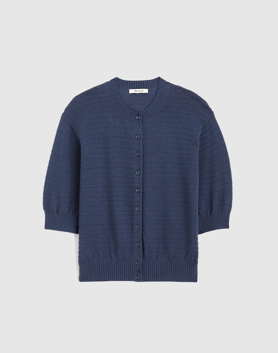 Textured Short-Sleeve Cardigan in 100% Cotton | Madewell