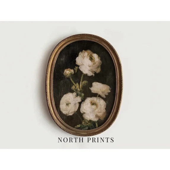Dark Floral Still Life Wall Art Moody Botanical Decor Living Room Bedroom Office | Walmart (US)