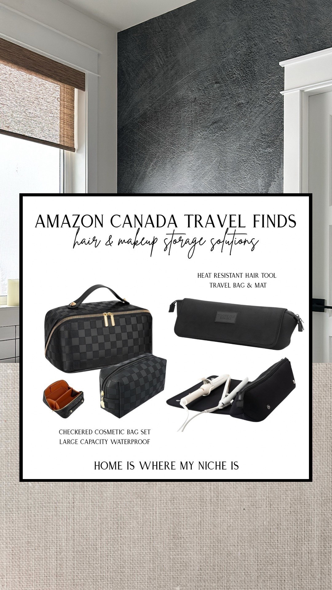 ✈️ Travel Orgaization

Love these hair & makeup travel solutions. My first choice would be brown, but the price is inflated on the brown hair bag, so I’d go with black for a chic matching set.

Amazon Canada | Travel | Cosmetic Bag | Hair Bag + Heat Resistant Mat

#LTKtravel #LTKcanada #LTKbag