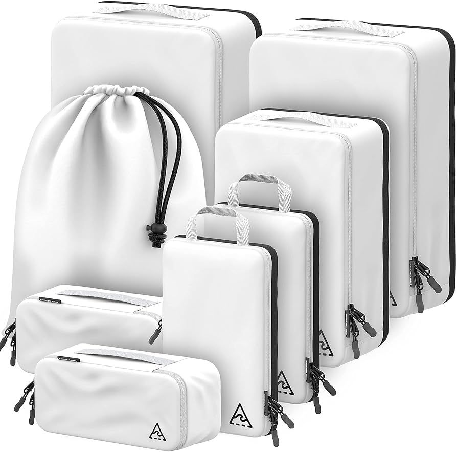 8-Piece Deluxe Compression Packing Cubes Travel - Maximize Space In Luggage With Double Capacity ... | Amazon (US)