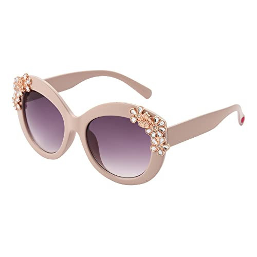 Betsey Johnson Women's Garden Party Sunglasses Round, Pink, 141 mm | Amazon (US)