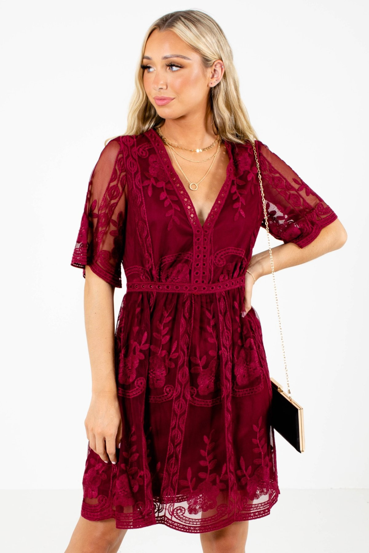 Light My Fire Wine Purple Lace Mini Dress | Bella Ella Boutique, LLC