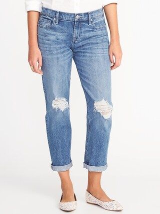 Distressed Boyfriend Straight Jeans for Women | Old Navy US