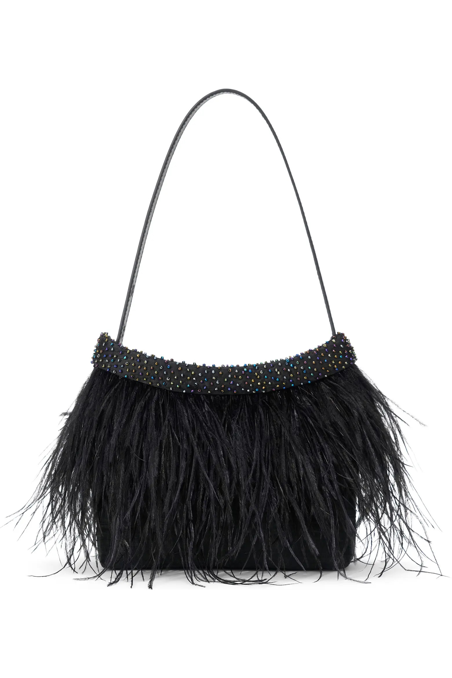 STAUD Winslow Feather Trim Leather Shoulder Bag (Women) | Nordstrom | Nordstrom