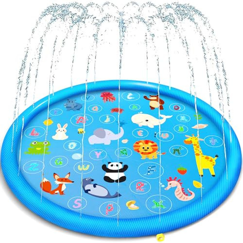 Non-Slip Splash Pads for Toddlers 1-3, Thickened 69-Inch Sprinkler Pool – Fun Outdoor Water Play Mat for Kids, Children, and Dogs – Safe Summer Backyard Fountain Toy (Blue) | Amazon (US)