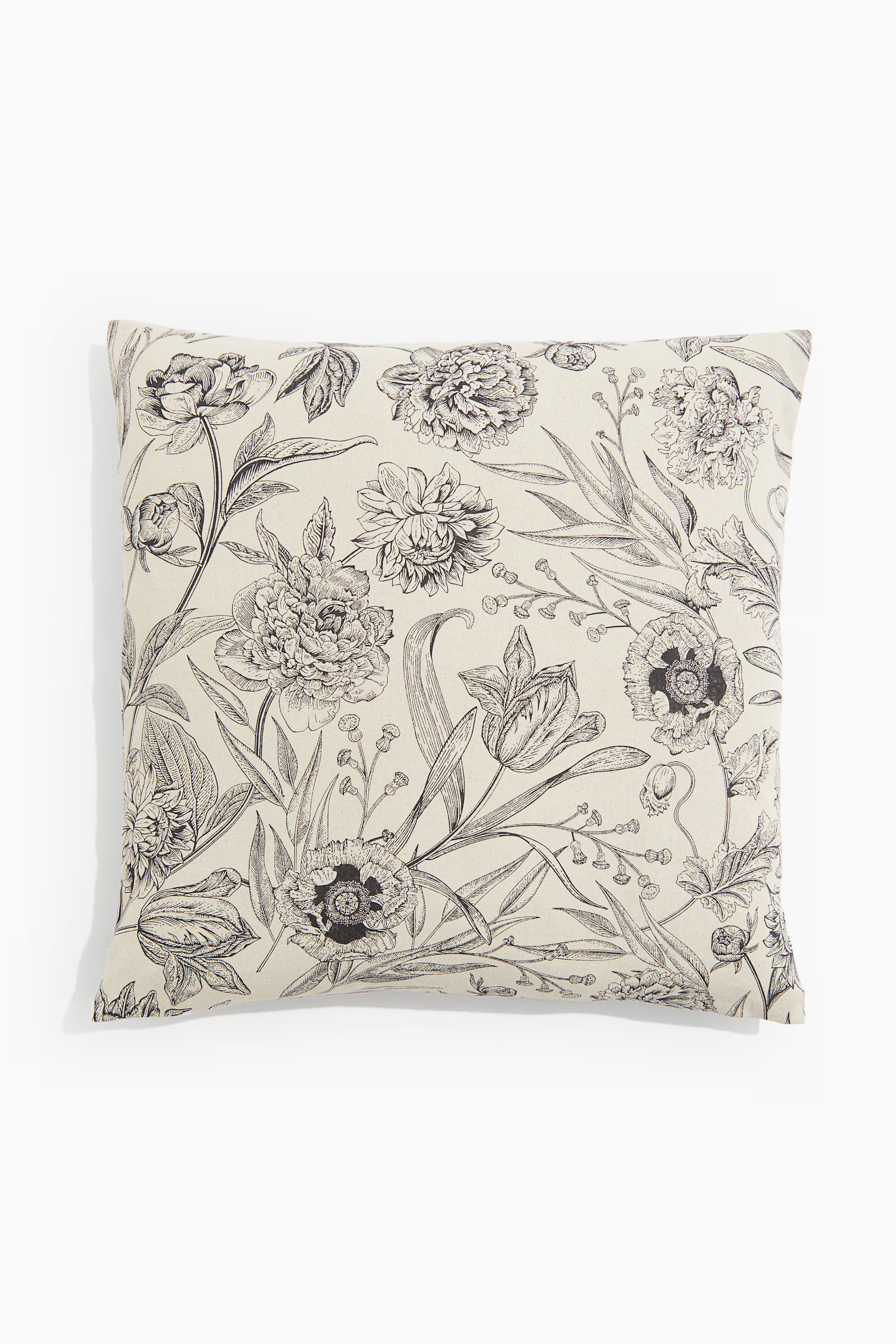 Patterned cushion cover - Light beige/Floral - Home All | H&M GB | H&M (UK, MY, IN, SG, PH, TW, HK)