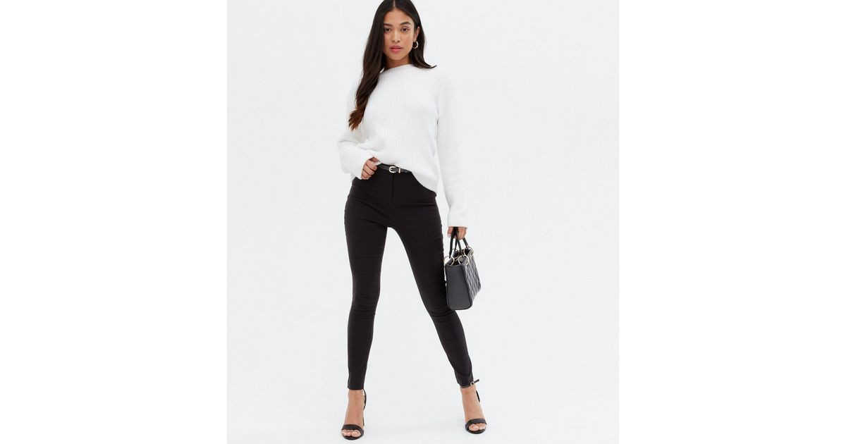 Petite Black Belted Slim Trousers
						
						Add to Saved Items
						Remove from Saved Items | New Look (UK)