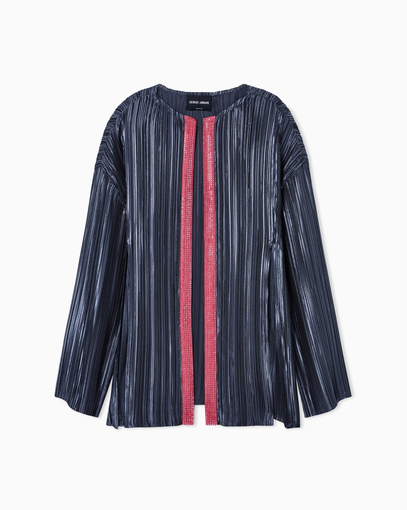 Single-breasted jacket in pleated fabric with rhinestones | Armani US