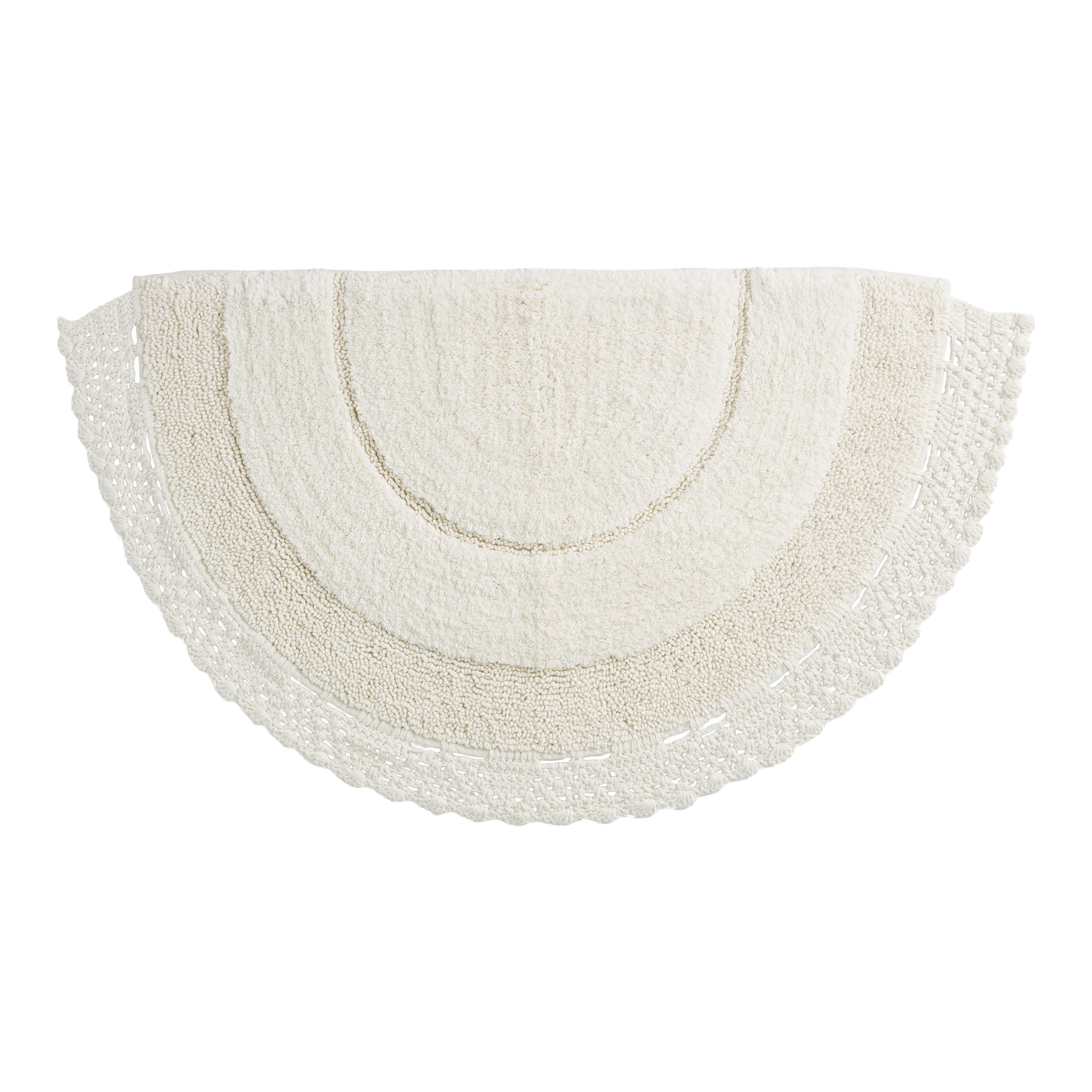 Half Circle Ivory Crocheted Bath Mat | World Market