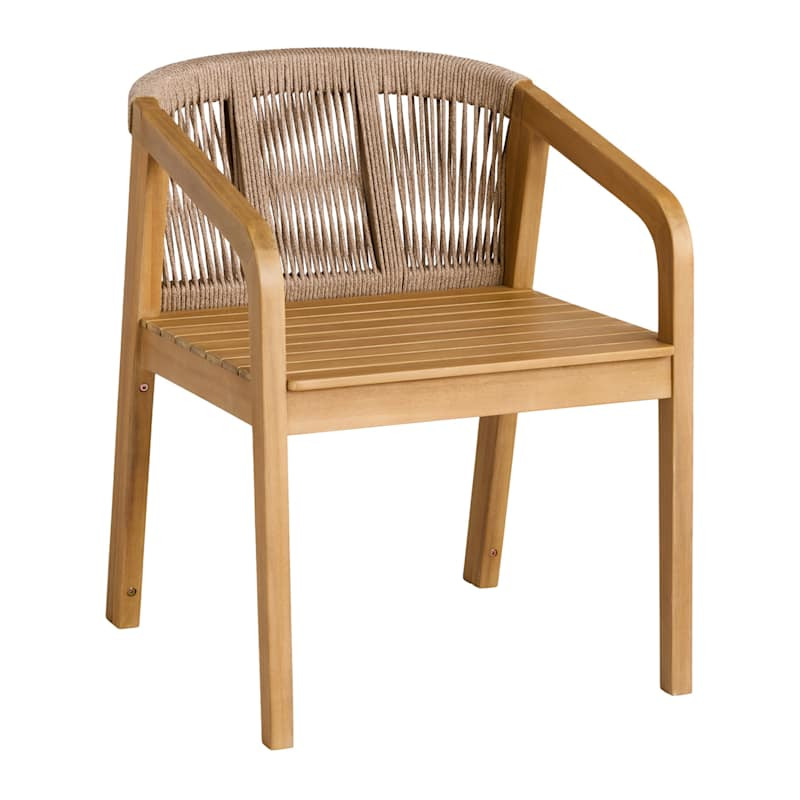 Haven Blonde Acacia Wood & Tan Rope Dining Chair | At Home