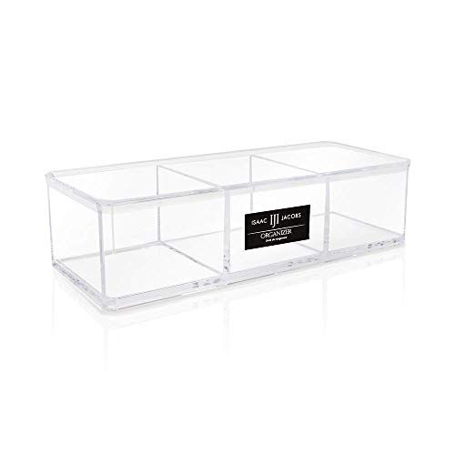 Isaac Jacobs Clear Acrylic 3 Section Organizer- Three Compartment Drawer Tray and Storage Solution f | Amazon (US)