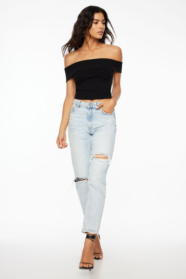Claudia Distressed Mom Jeans | Dynamite Clothing
